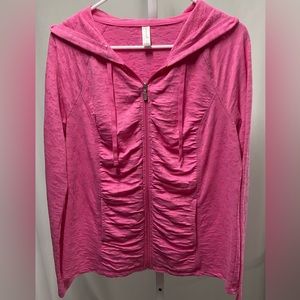 Exertek Athletic Athleisure Full‎ Zip Lightweight Hoodie Jacket Bright Pink sz L